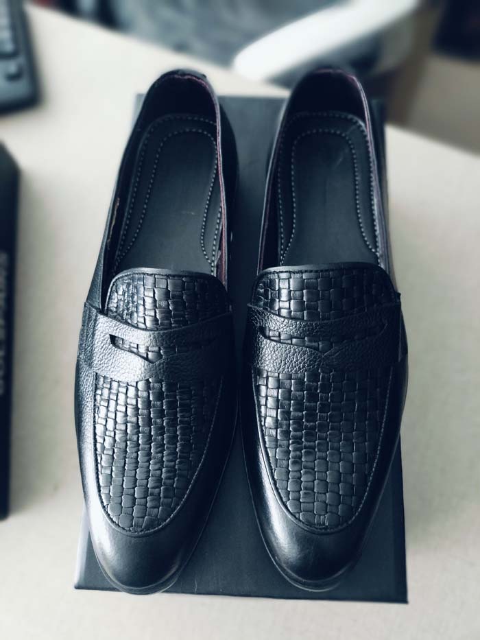 Black Leather Shoes-Sku 369