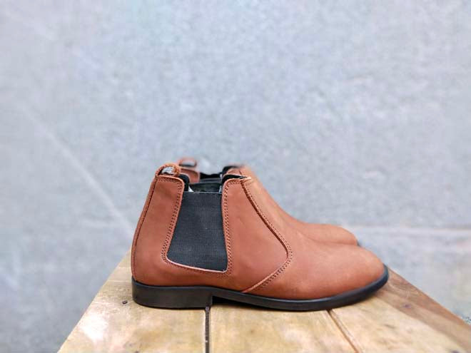 Brown Nubuck Leather Chelsea Shoe-Sku 347