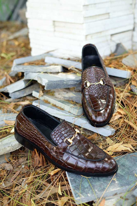 Croc Leather Shoes - Sku 032