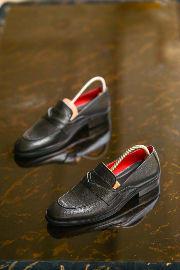 Black Cow Leather Shoes-Sku 338