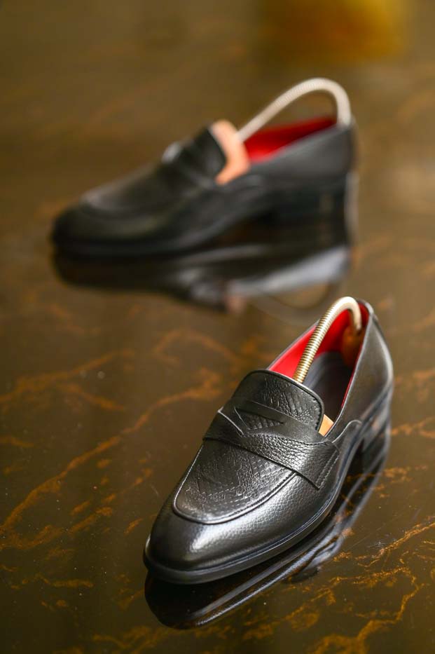 Black Cow Leather Shoes-Sku 338